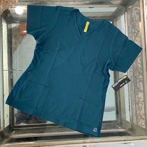 NWT WonderWink Caribbean Blue Scrub Top